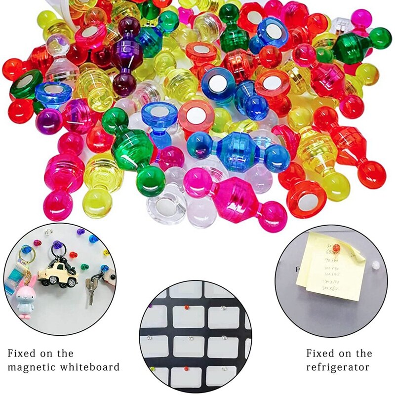 144 Pieces 8 Color Whiteboard Magnets,Push Pin Magnets,Suitable for Fridge Dry Erase Boards,Whiteboards,Homes,Kitchens
