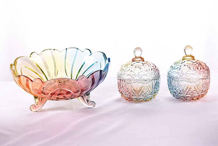 Plato grande de vidrio engrosado para fruta, cesta de fruta, cambio de Color, 4 colores opcionales