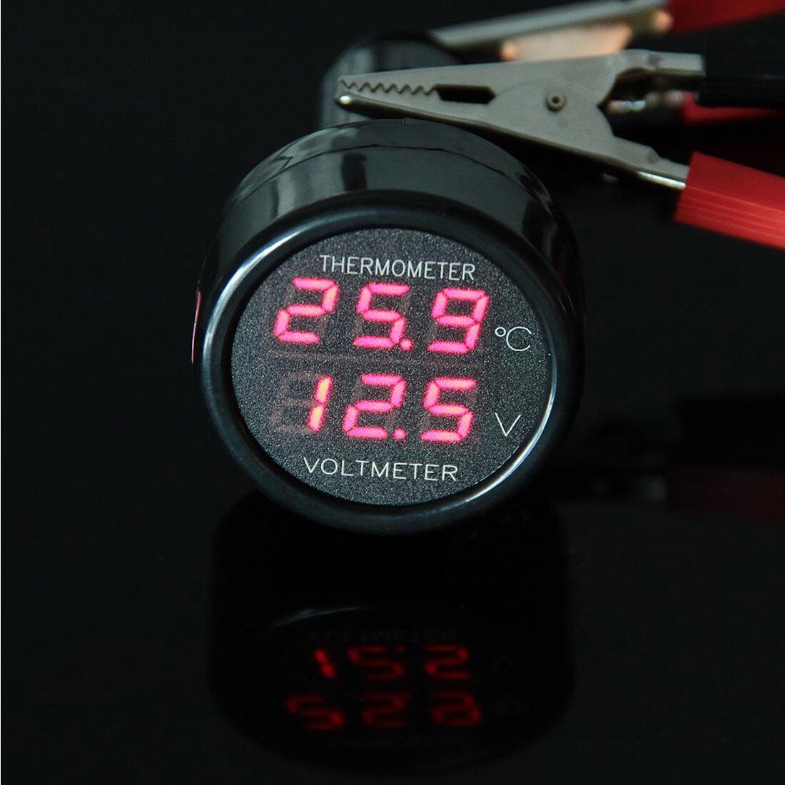 Digital LED Car Cigarette Lighter Voltmeter Thermometer Car Truck USB Charger 12V/24V Temperature Meter Voltmeter 3 in 1/ 2 in 1: 2 in 1 Red Red LED