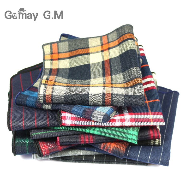 Cotton Mens Pocket Square Adult Plaid Hankerchief Scarves Vintage Hankies Men's Hanky Square Handkerchiefs