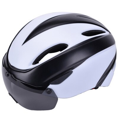 Aero Ultralichte Road Fiets Helm Eps Integraal Gegoten Ademend Fietshelm Mannen Vrouwen Goggles Lens Mtb Apparatuur: F