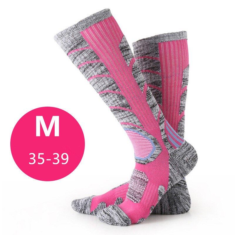 Outdoor Skiën Sokken Warm Vocht-absorberende Warm Knie Hoge SportSocks Skiën Snowboarden Gereedschap: Rose red M(Female)