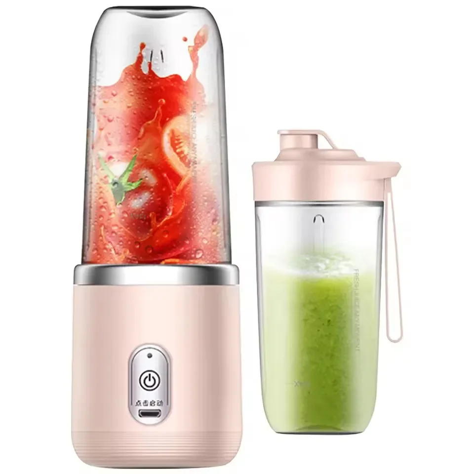 1pc handheld blender bottle 6 blades Multifunction juice blender Fresh juice Smoothie Ice CrushCup Food pro juicer machine: Pink