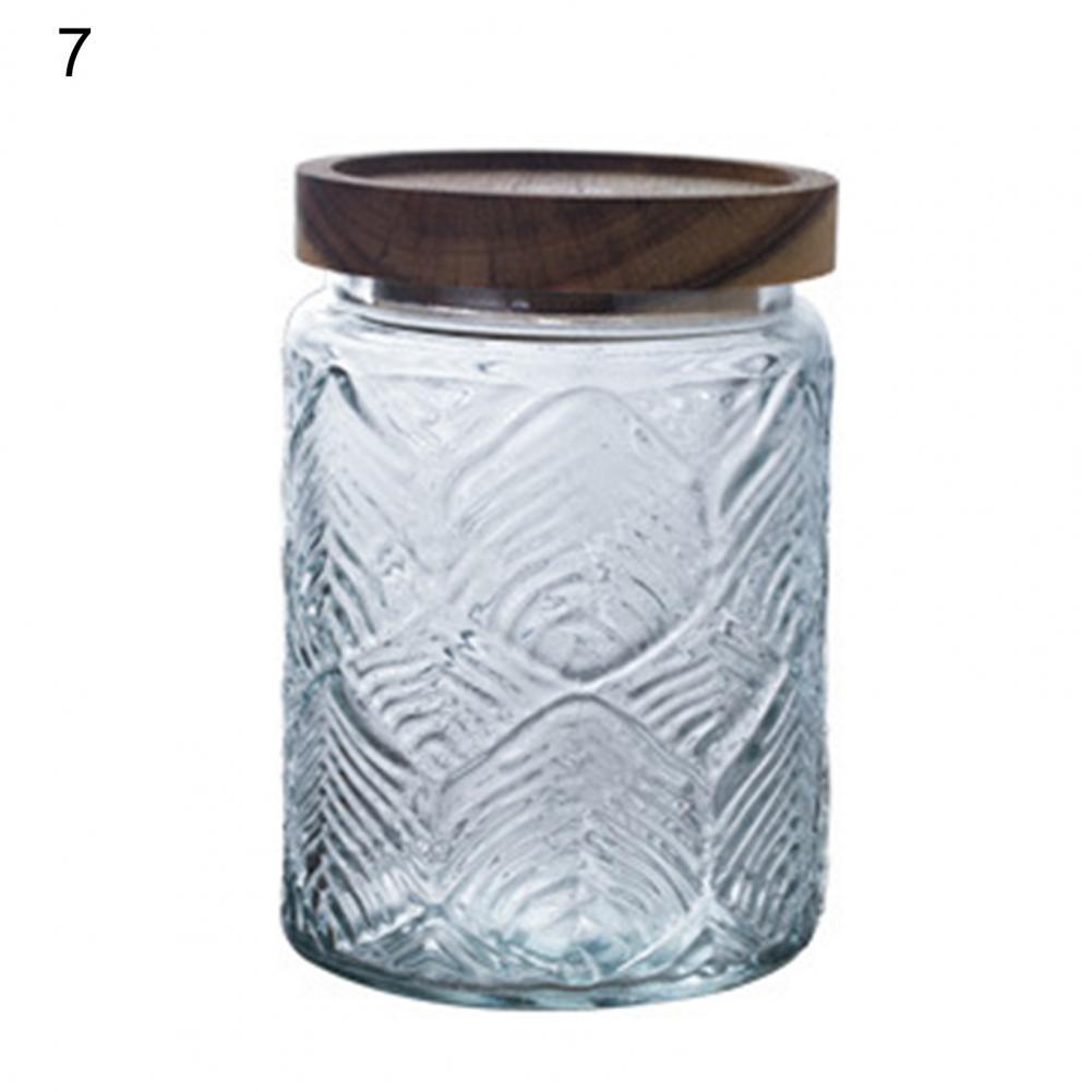 700ml Glass Sealed Jar Kitchen Storage Container Mason Jars with Wood Lid Glass Jar Clear Pasta Airtight Canister Food Storage: 7