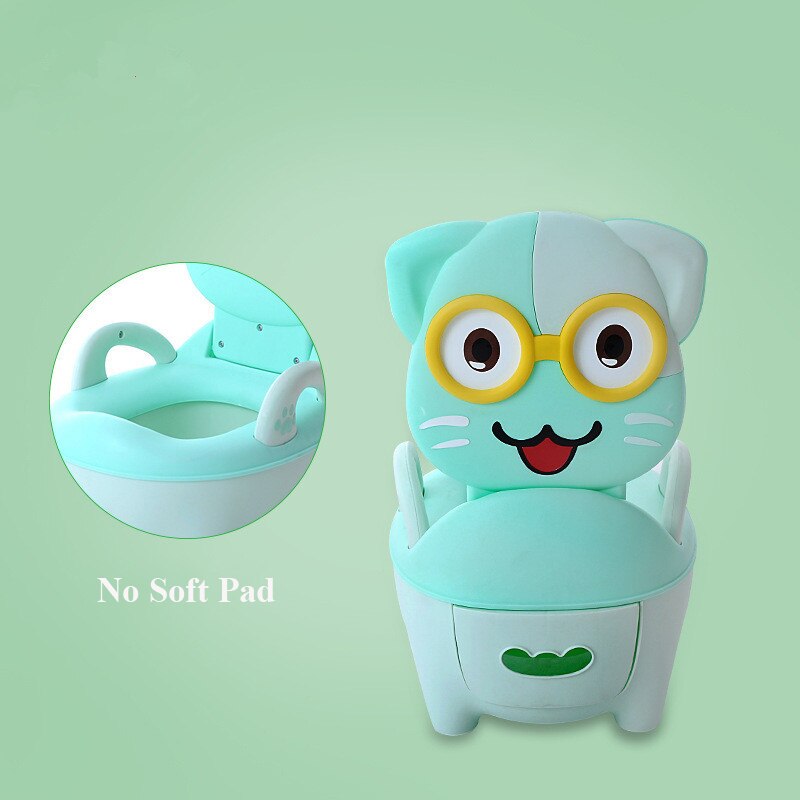 Mignon chat bébé toilette formation Potties Portable pratique enfants formation Pan siège de toilette PP dessin animé bassin pour enfants urinoir: Green A