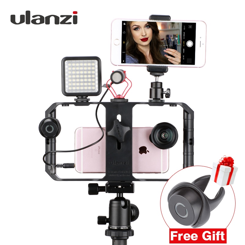 Ulanzi u-rig pro smartphone video rig sko monteres film udstyr sag håndholdt telefon videostabilisator greb stativ monteringsstativ