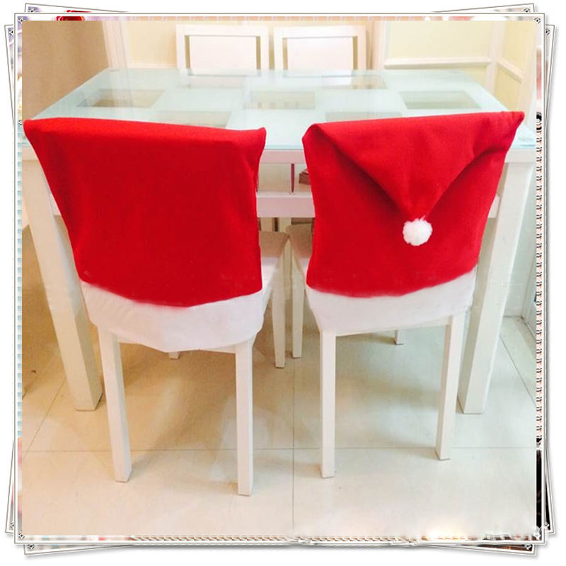 Kerst 1Pc Kerstman Stoel Cover Non-woven Tafel Rode Hoed Stoel Achterkant Kerstversiering moet-Hebben Familie