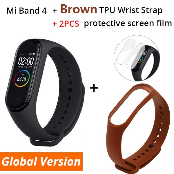 Originale Xiao mi mi fascia 4 Globale versione Di Smart braccialetto 3 Di colore schermo AMOLED mi FASCIA 4 Fitness Traker Bluetooth smartband: GL n Brown Strap