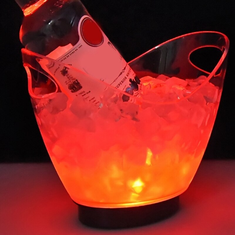 Luminous Plastic Ice Bucket Transparent Colorful LED Ice Bucket Ice Bucket for Bar and Restaurant