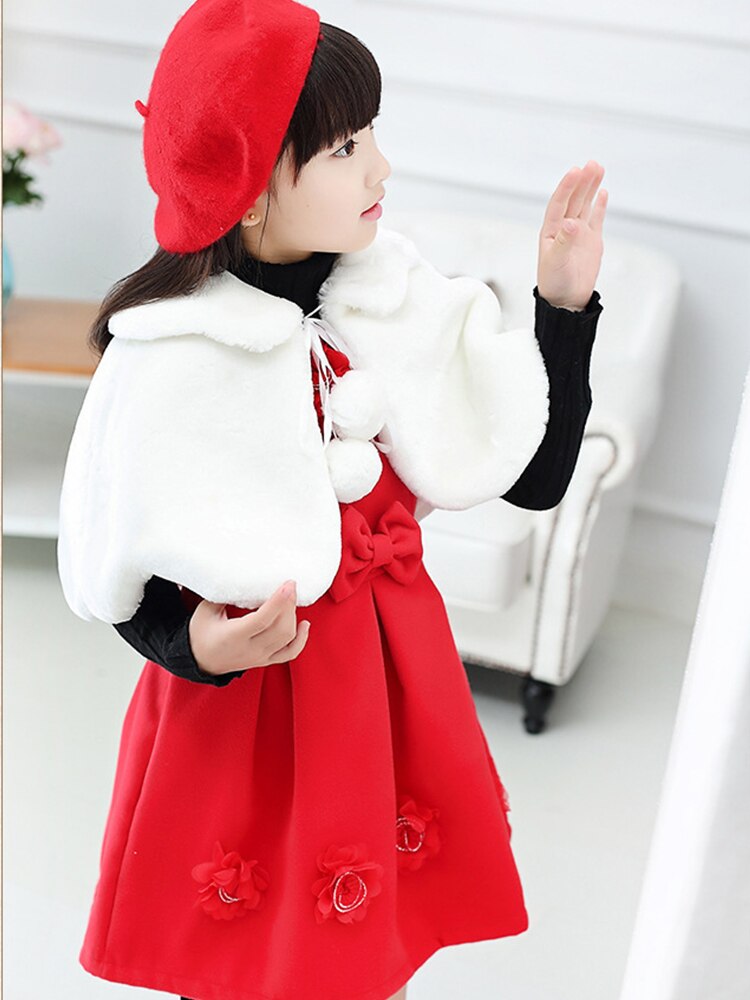 Yoliyolei-abrigo peludo blanco para niña, chal de felpa para boda, cumpleaños, vestido para niña, invierno, otoño, primavera,