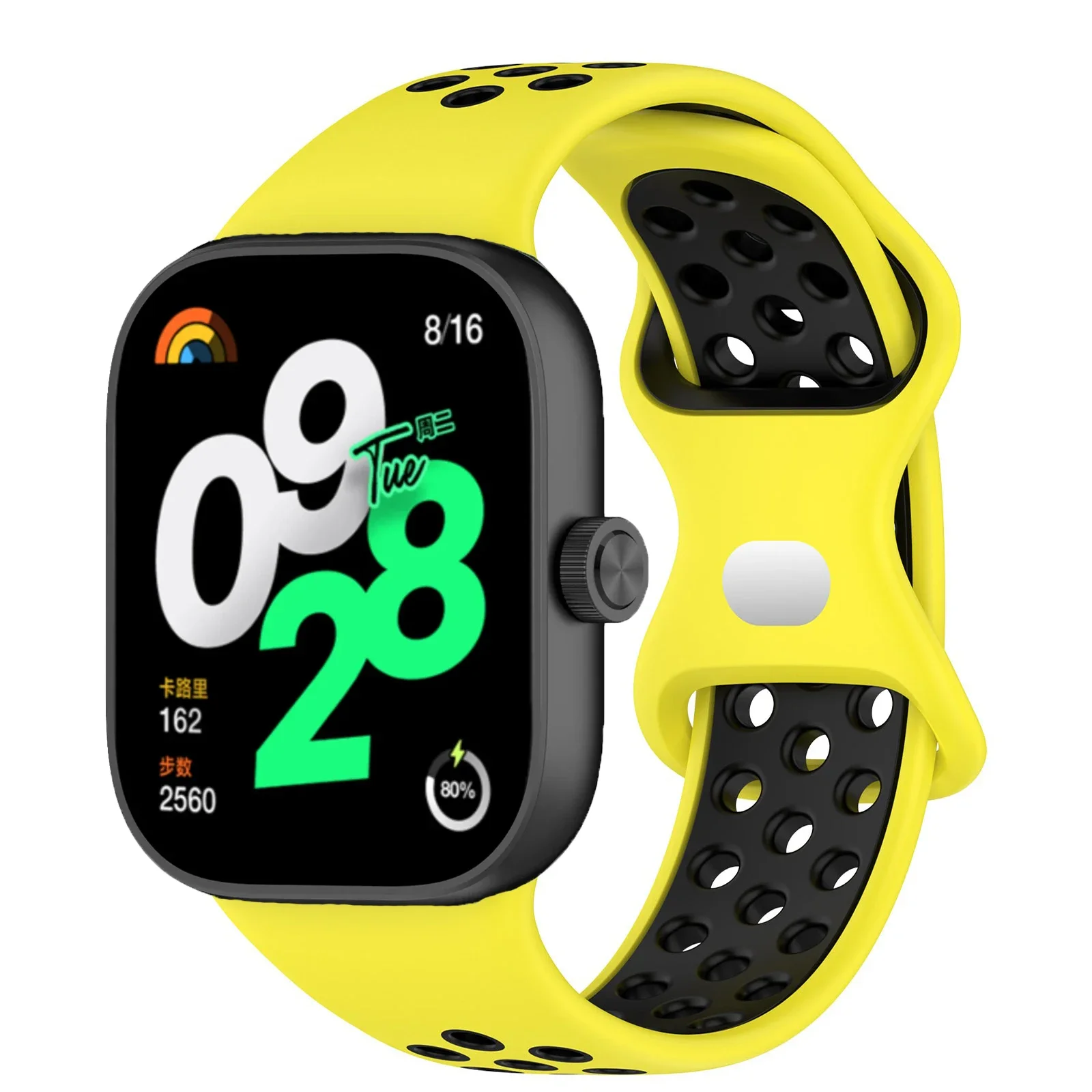 Offizielles Silikonarmband für Redmi Uhr 4 5 Bandzubehör Ersatz atmungsaktives Armbinde Armbinde Xiaomi Band 8 9 Profi Gürtel: Schwarz Weiß / 14mm