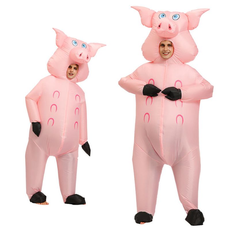 Inflatable Pig Costume Halloween Cosplay Fancy Dress Adult Funny Blow up Outfit E65D