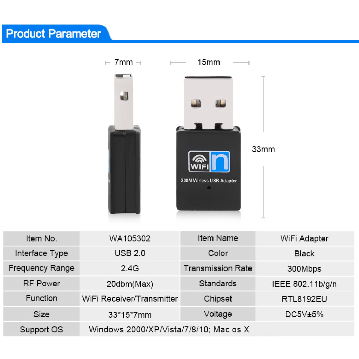 LEORY USB wifi adaptateur 802.11n 300Mbps wi-fi adaptateur Dongle réseau LAn carte Wifi récepteur cartes réseau