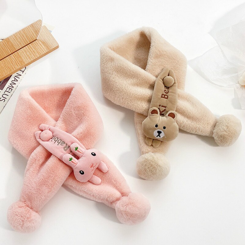 Unisexe printemps hiver enfants mignon fausse fourrure fruits lapin en plein air garder au cou écharpe bébé garçons filles doux foulards pour les enfants