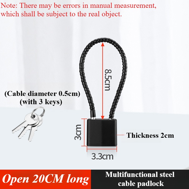 Portable Multifunctional Cable Lock Flexible Equipped with Keys Padlock Waterproof Alloy Steel Suitcase Lock Bicycle: Blue