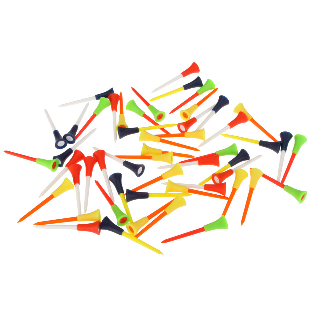 50 stks/zak Multi Kleur Plastic Golf Tees 83mm Duurzaam Rubber Kussen Top Golf Tee Golf Accessoires: Default Title