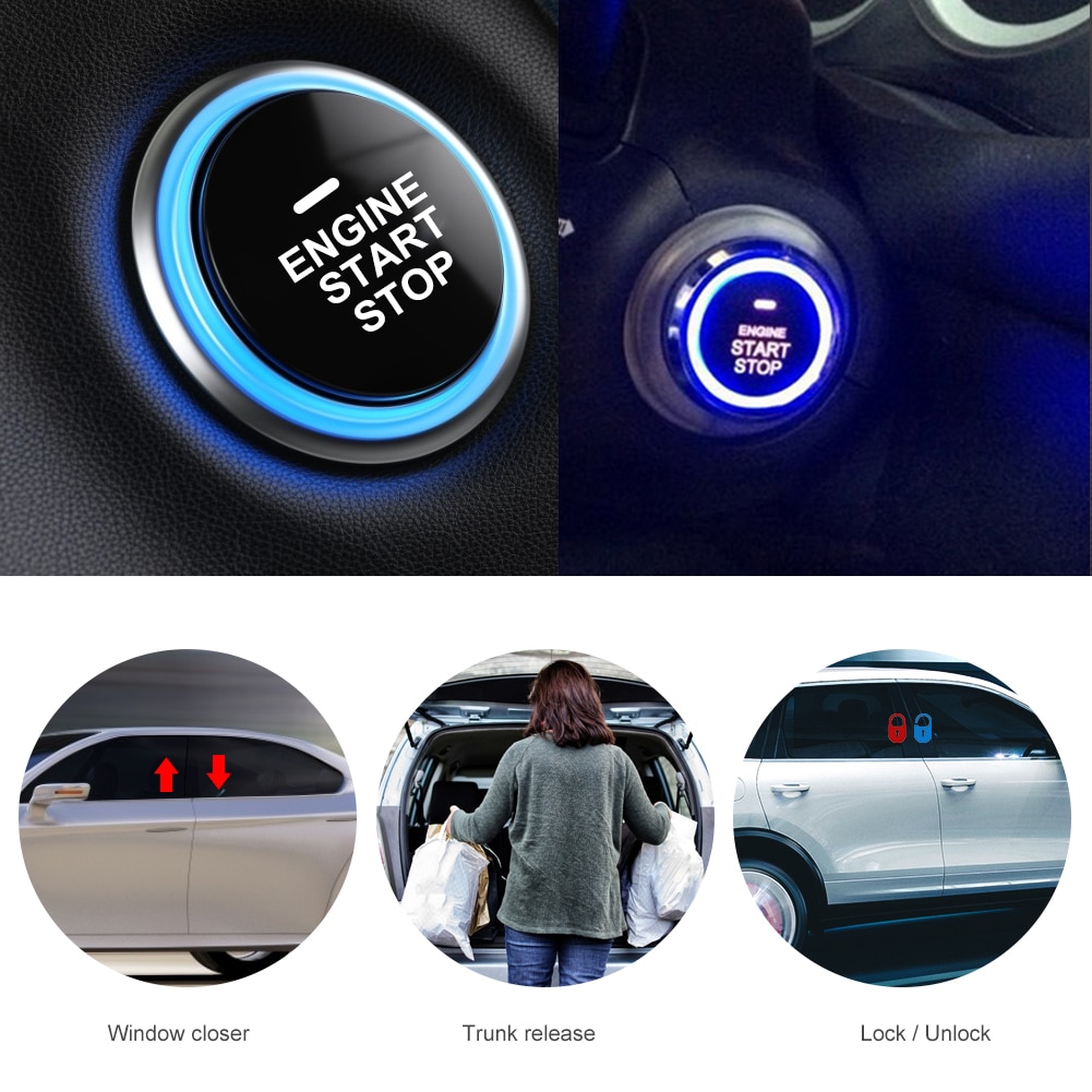 12V Car Start Stop Button Engine Push Start Button Alarm Lock Keyless System Door Push Button Tactile Buttons Anti-theft