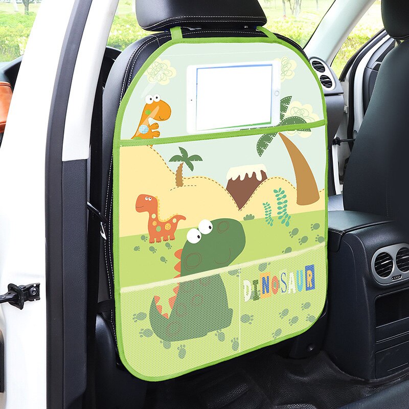 Funda protectora para asiento trasero de coche de dibujos animados, alfombrillas protectoras para asiento de coche de bebé, cojín antipatadas con bolsa de almacenamiento: A7
