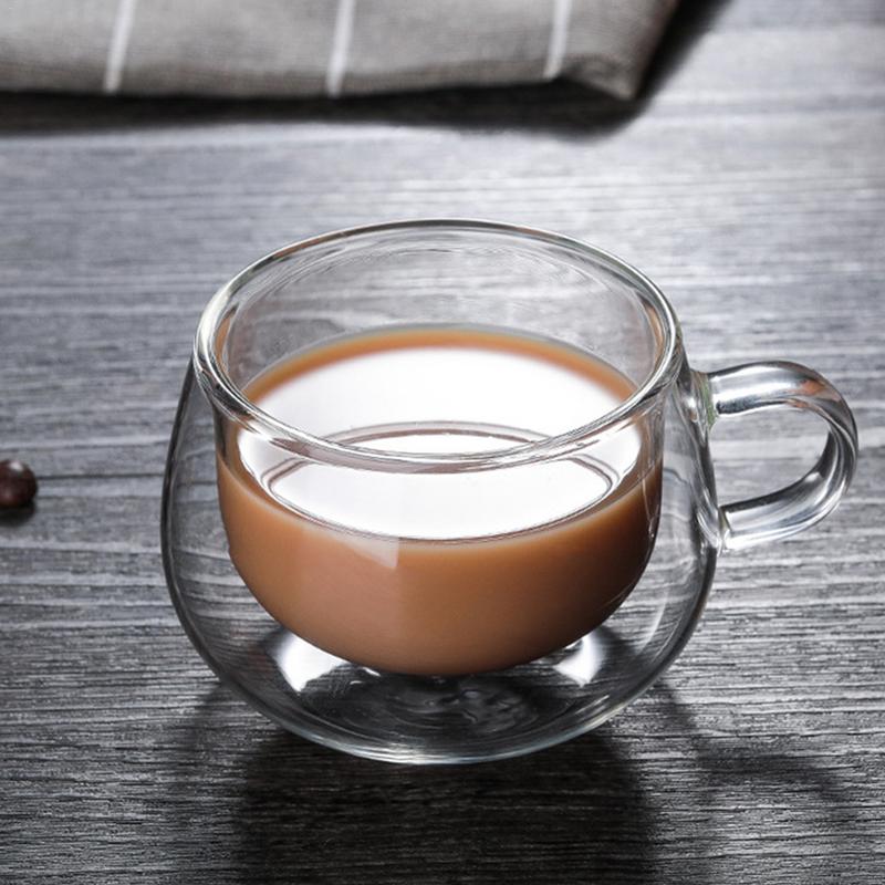 Drinking Glass Tea Cups Double Wall Layer Tea Cup Heat-resisting Round Double Glass Juice Mug Milk Coffee Cup Drinkware