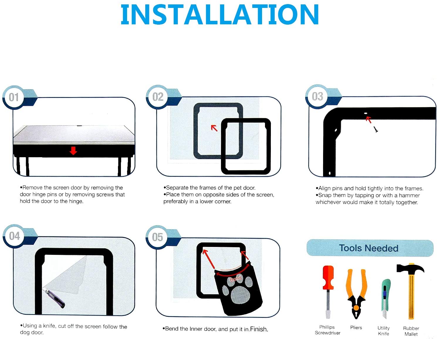 Pet Door Safe Lockable Magnetic Screen Outdoor Dogs Cats Window Gate House Enter Freely Pretty Garden Easy Install