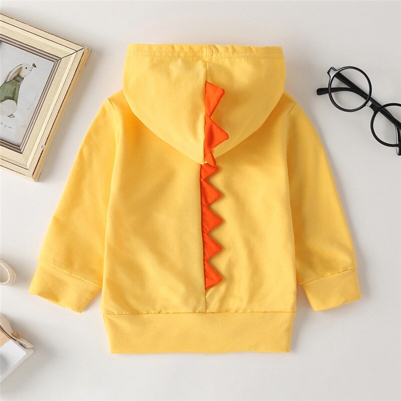 T-Shirt Manica Lunga di Modo Hoodied Maglione Dei Bambini Del Fumetto Primavera Magliette E Camicette Del Bambino Solido Vestiti Cappotto: Giallo / 4T