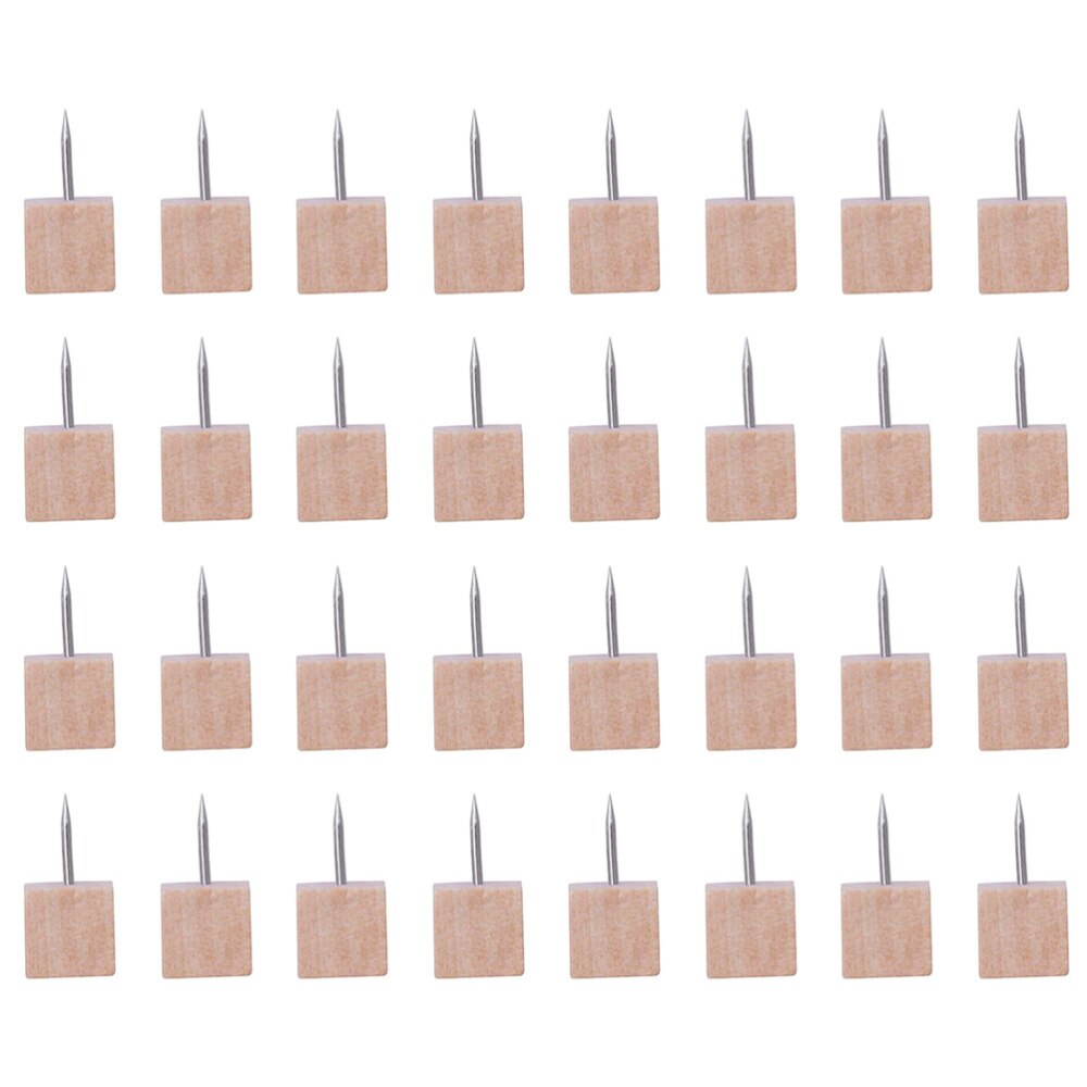 50 stuks houten punaises in vierkante vorm, houten punaises, kaartpunaise, houten kopspeld: Default Title