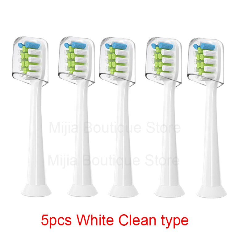 For Xiaomi Mijia T300/500 / SOOCAS Electric Toothbrush Head Universal 3D Whitening Replacement Tooth Brush Heads: 5pcs White Clean typ