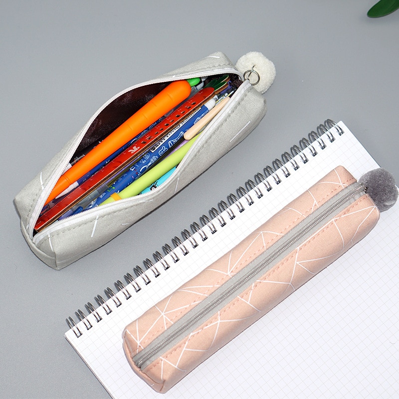 Estuches de lápices conciso Color sólido Bola de piel escuela Oficina pluma caja de papelería para niña lona lápiz bolsa lápiz estuche estojo escola