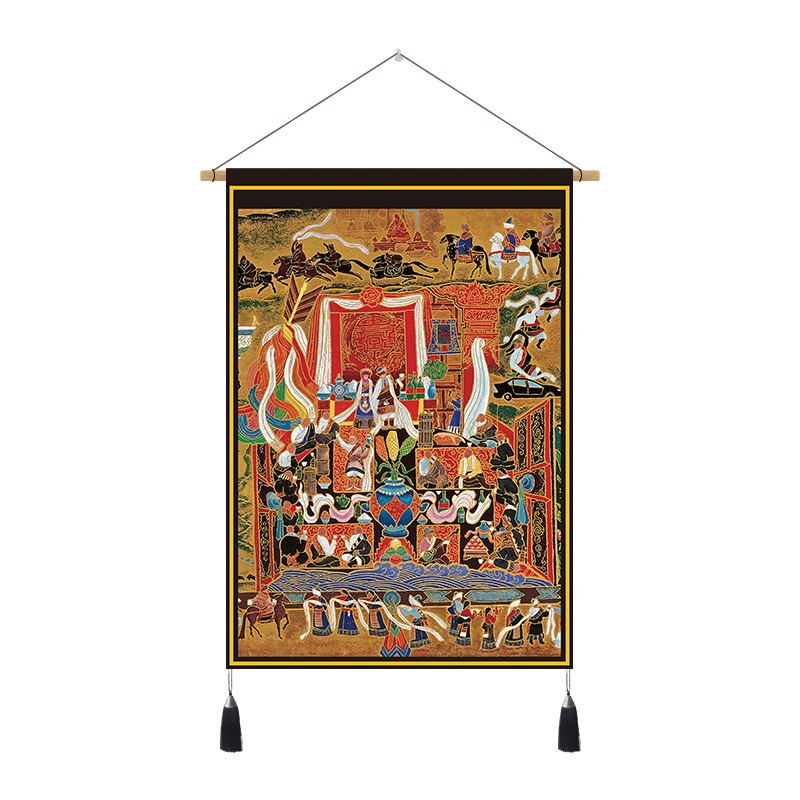 Tibetan Art Hanging Tapestry Velvet Cloth Scroll Painting Wall Pictures Home Tibet Bedroom Art Ethnic Decorative Wall Tapestries: 47x67cm E