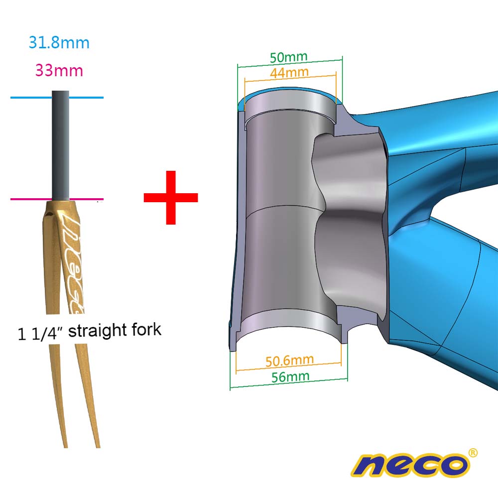 Neco bike headset for giant atx xtc od2 44 50.6 mm mtb bike mountain bearing headset straight tapered fork 28.6 31.8 38.1 33: 31.8 straight fork