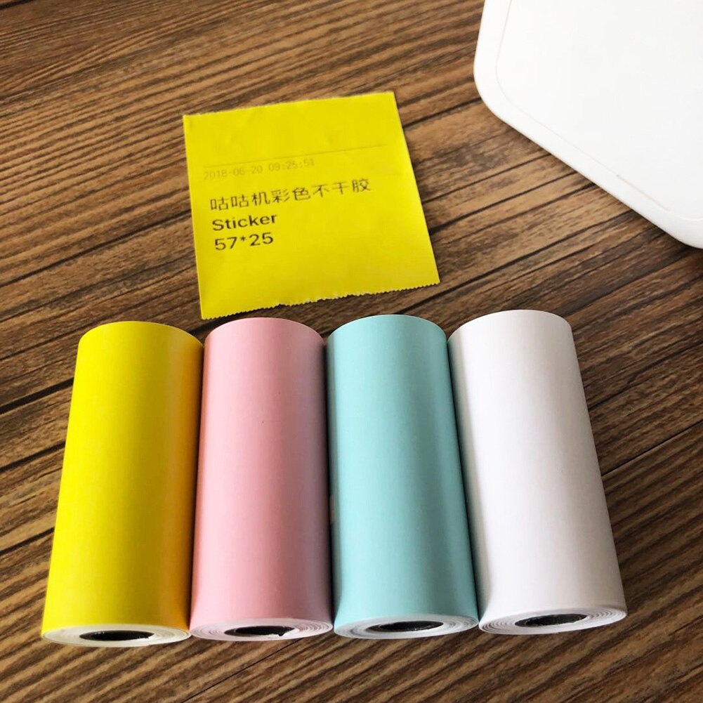 4 Pcs/set Bill Receipt Paste Photo Roll Colorful Durable Portable Thermal Sticker Printing Paper Continuous Self Adhesive
