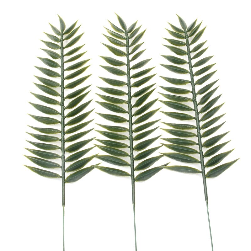 1pcs Mini Plastic Artificial Green Leaf Tropical Palm Foliage Leaves Plant For Hawaiian Party Wedding Home Garden Decorations: Green