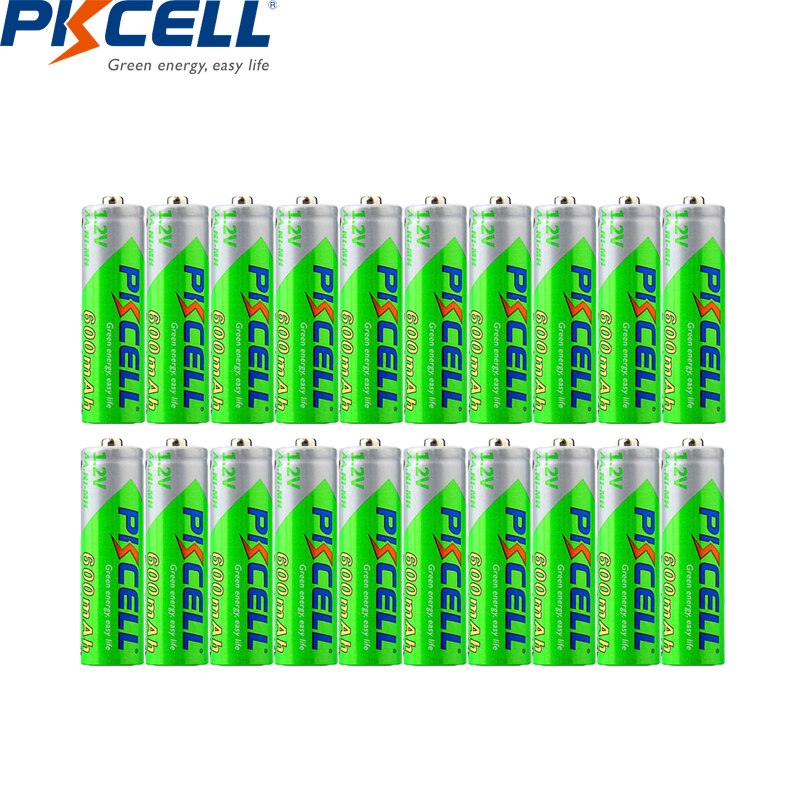 20PCS PKCELL Battery AA 600mah 1.2v NIMH AA rechargeable batteries precharge low self discharge 2A aa batteria recharge for toys