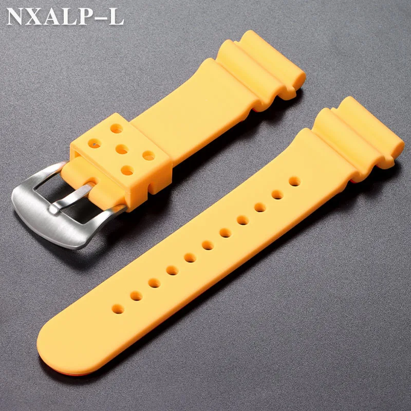 20mm 22mm Bracelet de montre en Silicone pour Seiko SKX007 SKX009 plongée 007 SRP777J1 Prospex Bracelet de montre hommes femmes Bracelet de Sport étanche: YELLOW / 20mm