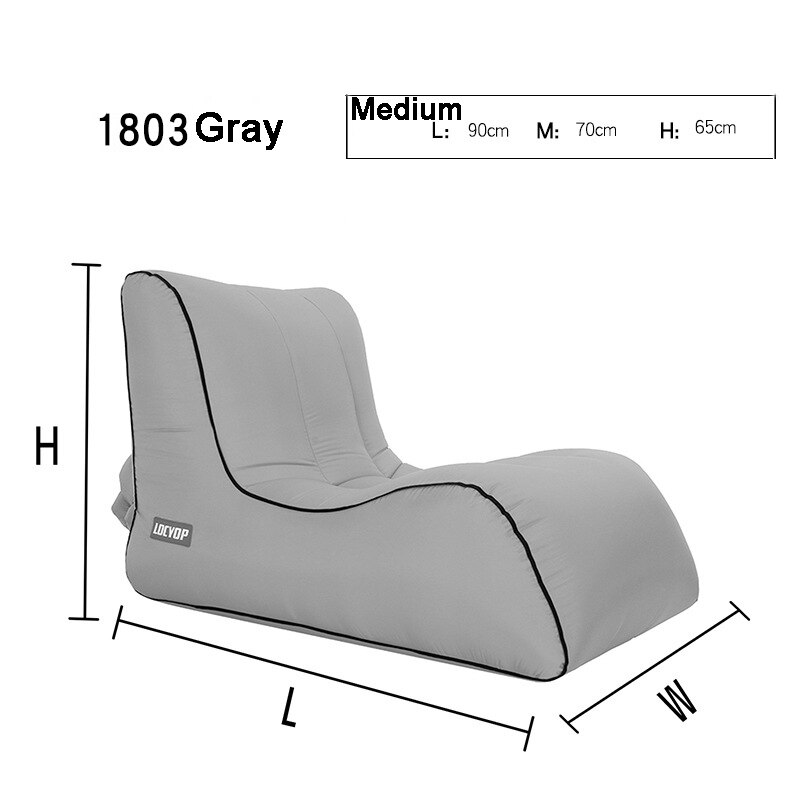 Bærbar oppustelig sofa liggestol luftstol til baggård ved søen strand rejser camping picnic udendørs sofa liggestole  od019-2: Grå