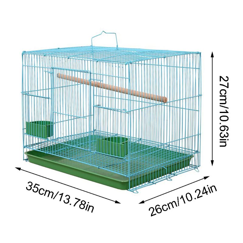 Wire Rectangular Small Cage for Small Birds and Canaries Re kord Equipped with Bird Standing Stick and 2 Semicircular