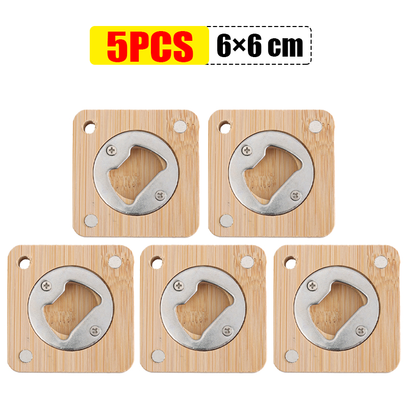 1/10 szt. Okrągłe bambusowe otwieracze robić butelek Przenośny magnes na lodówkę Otwieracz Narzędzie barowe robić domu Kuchnia Barowe upominki Otwieracze robić butelek: Niebieski