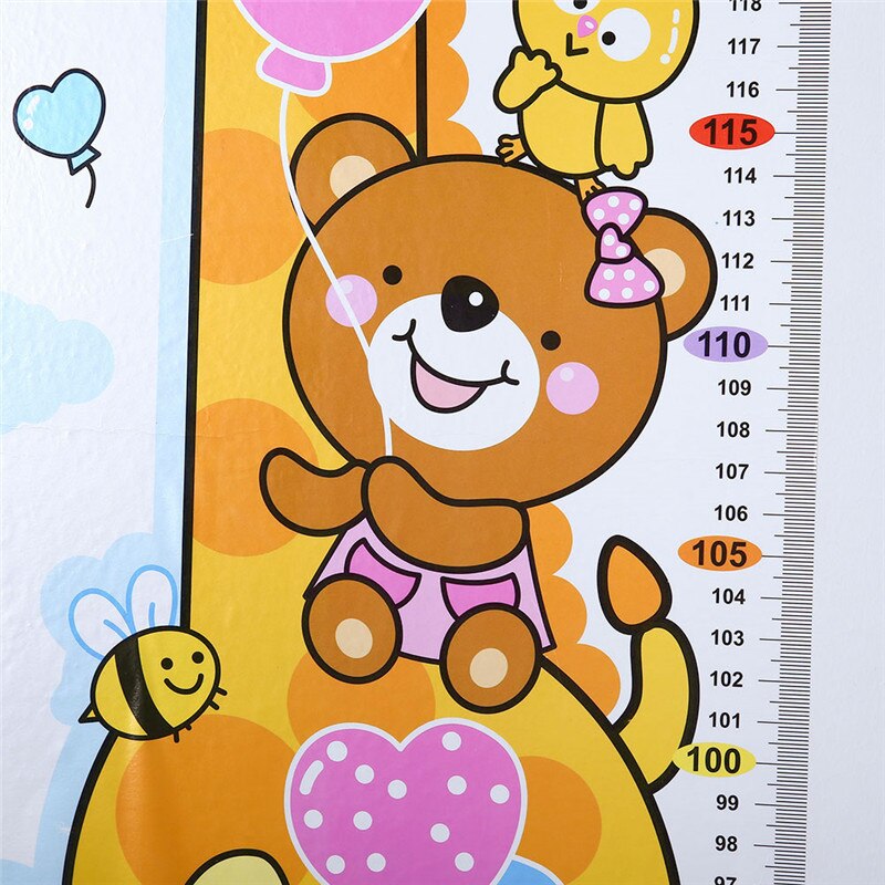 24.7cm*75.5cm Baby Children Height Sticker Cartoon Animal Growth Height Chart Wall Sticker