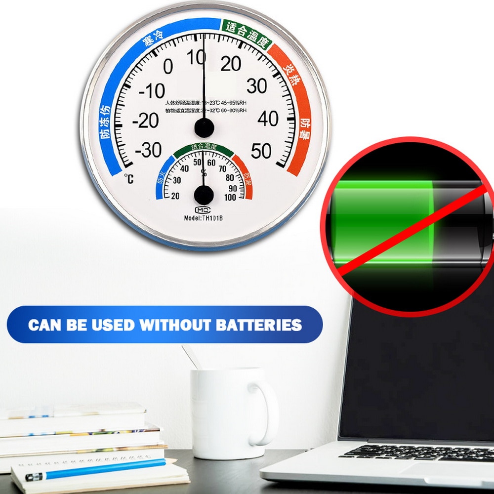 Thermometer Hygrometer Humidity Meter Gauge Measuring Tool 2 in 1 Thermometer Hygrometer Mini Round