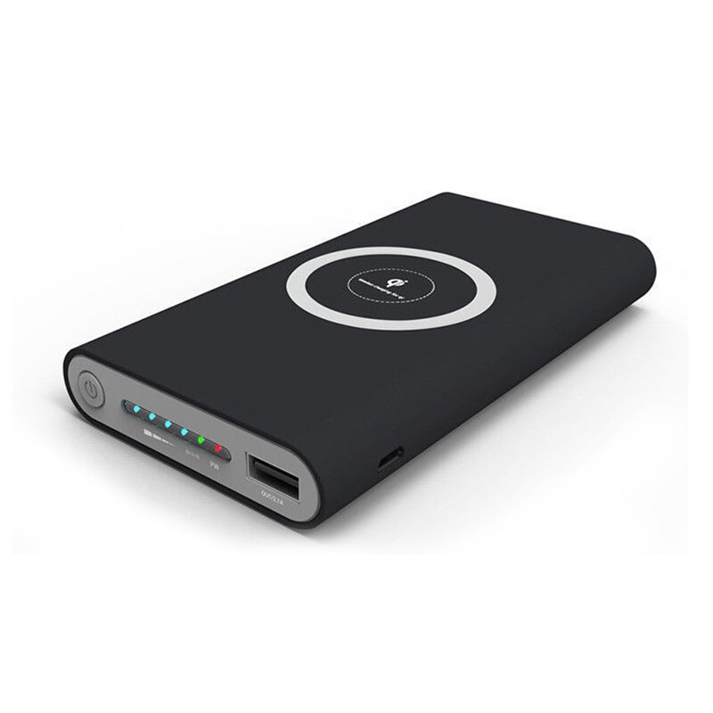Diy power bank case shell 10000 mah portable powerbank battery case 2 in 1 qi wireless charger case battery følger ikke med: Svart