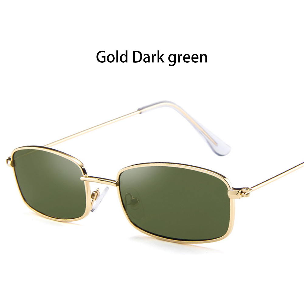 1 paire métal cadre Rectangle lunettes de soleil rétro nuances UV400 lunettes pour hommes femmes été lunettes quotidien conduite lunettes: Gold Dark Green