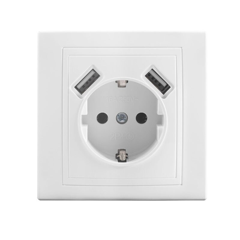 Double USB Wall Socket 5V 2A Power Supply Wall Mount Charger Adapter Docking Receptacle Panel: Double USB