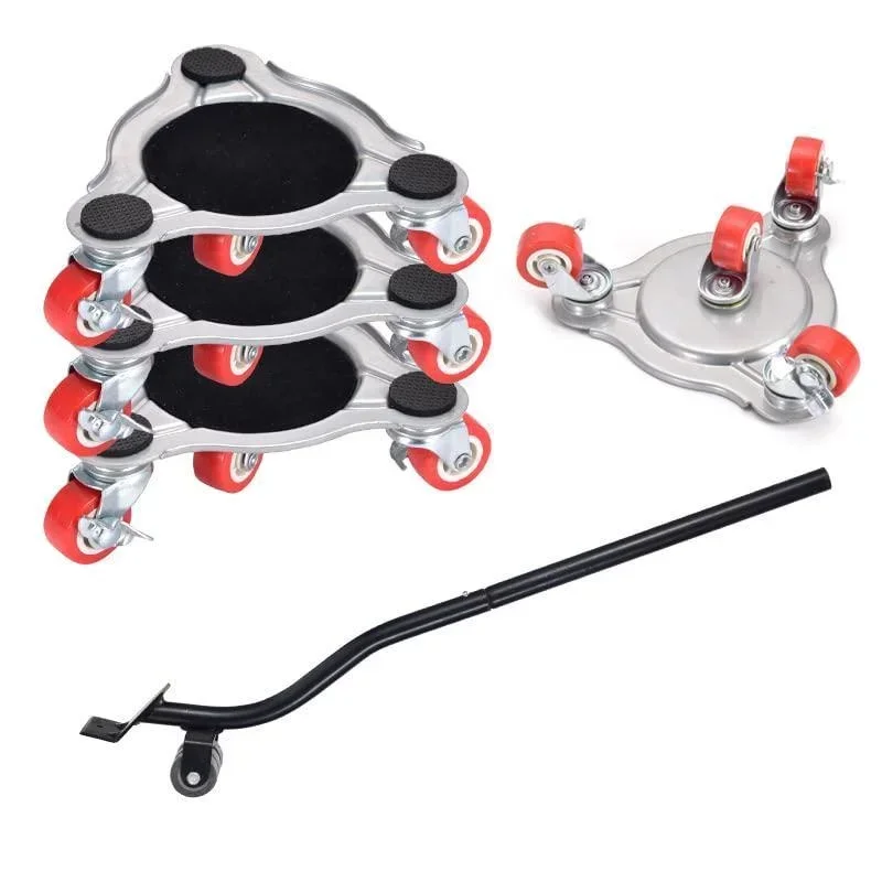 Movedor de móveis de aço de 4 rodas, objeto pesado, suporte de roda universal, ferramenta de movimento multifu, armazém, motor de objeto pesado: Default Title
