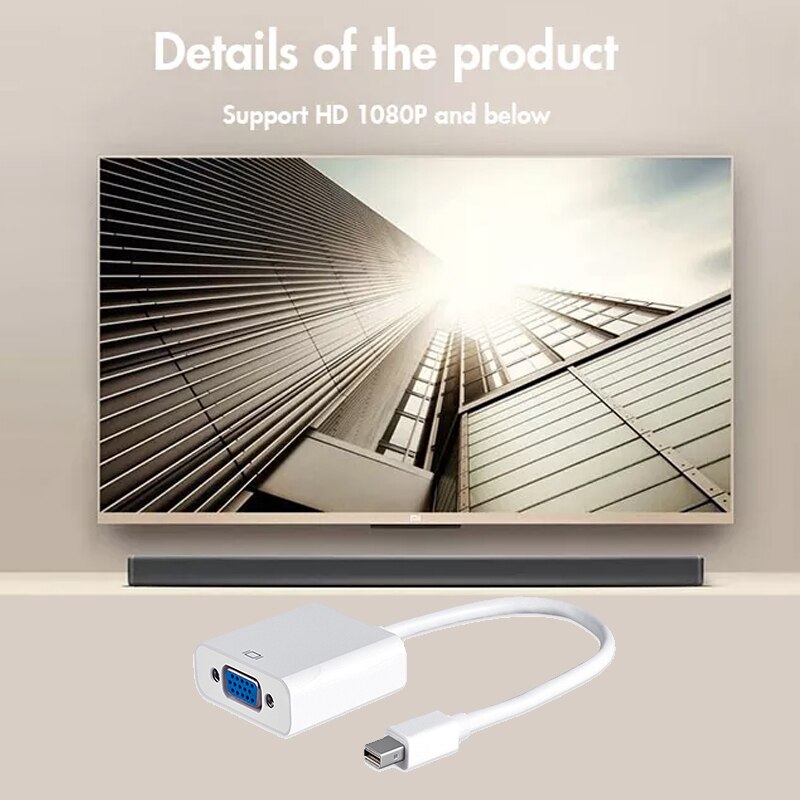 Hxairt Mini DP naar VGA Video Adapter 1080 p Thunderbolt Display Port naar VGA Kabels Voor Apple Macbook Pro Air