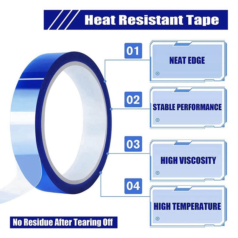 4 Rolls 20mm X33M Heat Tape High Temperature Heat Resistant Tape Heat Transfer Tape for Heat Sublimation Press Vinyl
