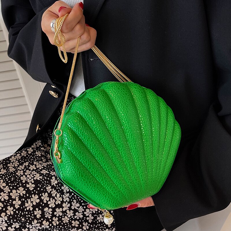 Novità a forma di conchiglia borsa a tracolla a catena carina borse e borsette di moda per donna borsa a tracolla per ragazze Kawaii pochette Chic: green