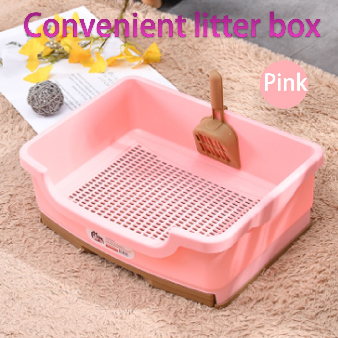 Rosa/verde/Beige grande lettiera per gatti cassetto stile gattino lettiera toilette Trainer vassoio con pala forniture per animali domestici 41x30x15cm: Pink
