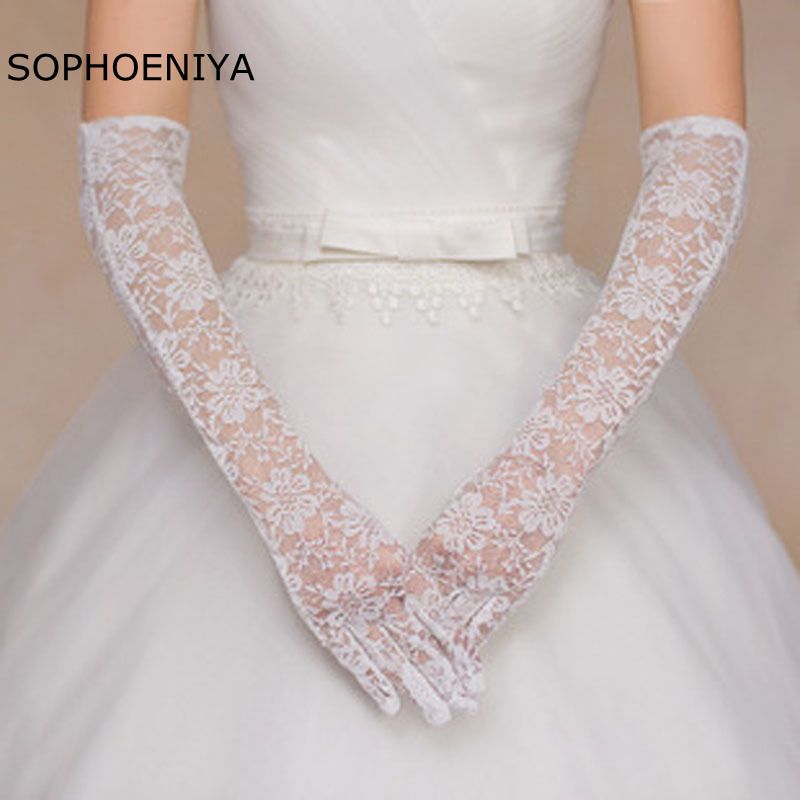 Nouveauté longue mariée gants ucuz doigt mariage accessoires vestido de festa mariée jarretière pas cher dentelle gants sposa