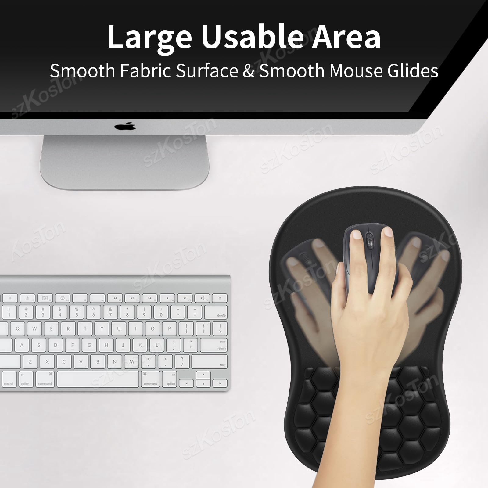 Mouse Pad with Wrist Rest Ergonomic Integrated Memory Foam Slope Massage Bulge Office Mouse Pad for Carpal tunnel Pain Relief