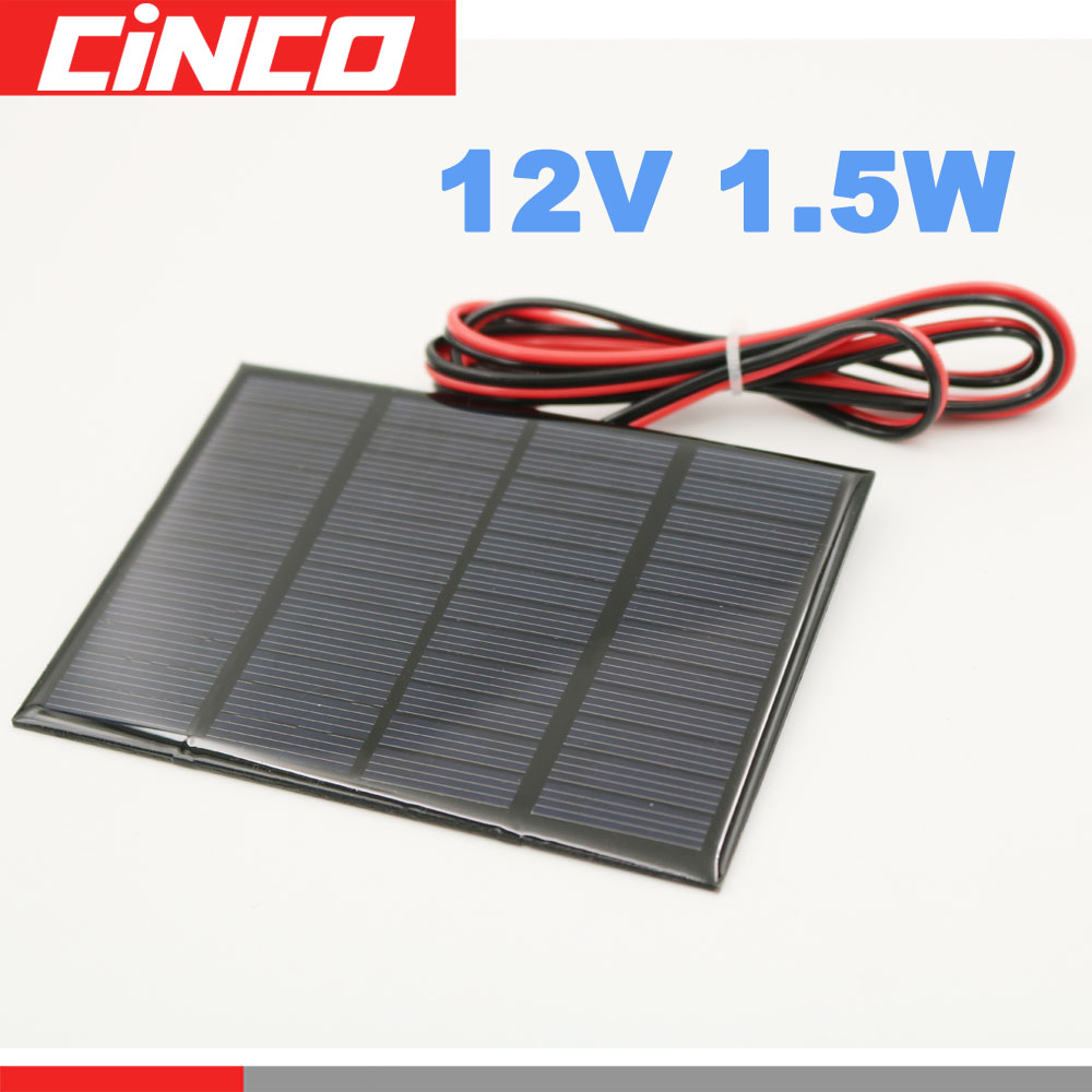 12V 1.5W 125mA extend wire Solar Panel polysilicon DIY battery charger small mini solar battery cable toy solar light 12V